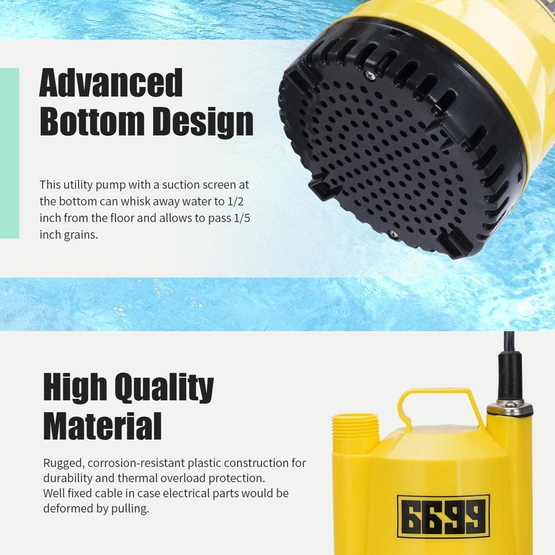 6699 Tankless Water Heater Descaling Flush Kit Includes Submersible Utility Pump with Adapters 3 Gallons Pail with Bucket Lid Opener and Two 3/4" GHT X 6FT PVC Black Hoses Easy Installation to Clean - Image 4